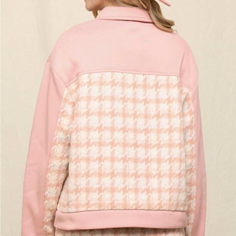 Blush pink houndstooth shacket - Picture 4 of 14